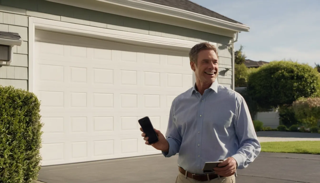 A homeowner and a garage door provider looking over a garage door in Germantown